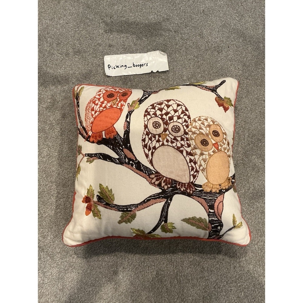 Himalaya Overseas Owls Embroidered Pillow 100% Cotton